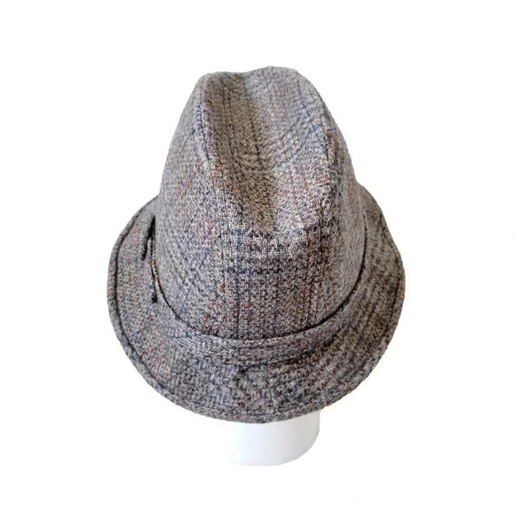 Dobbs Fifth Avenue Fedora Hat 7 1/8 Men's Vintage Tweed Plaid Buckle - Picture 3 of 6